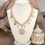 Pearl & Coin Charm Necklace