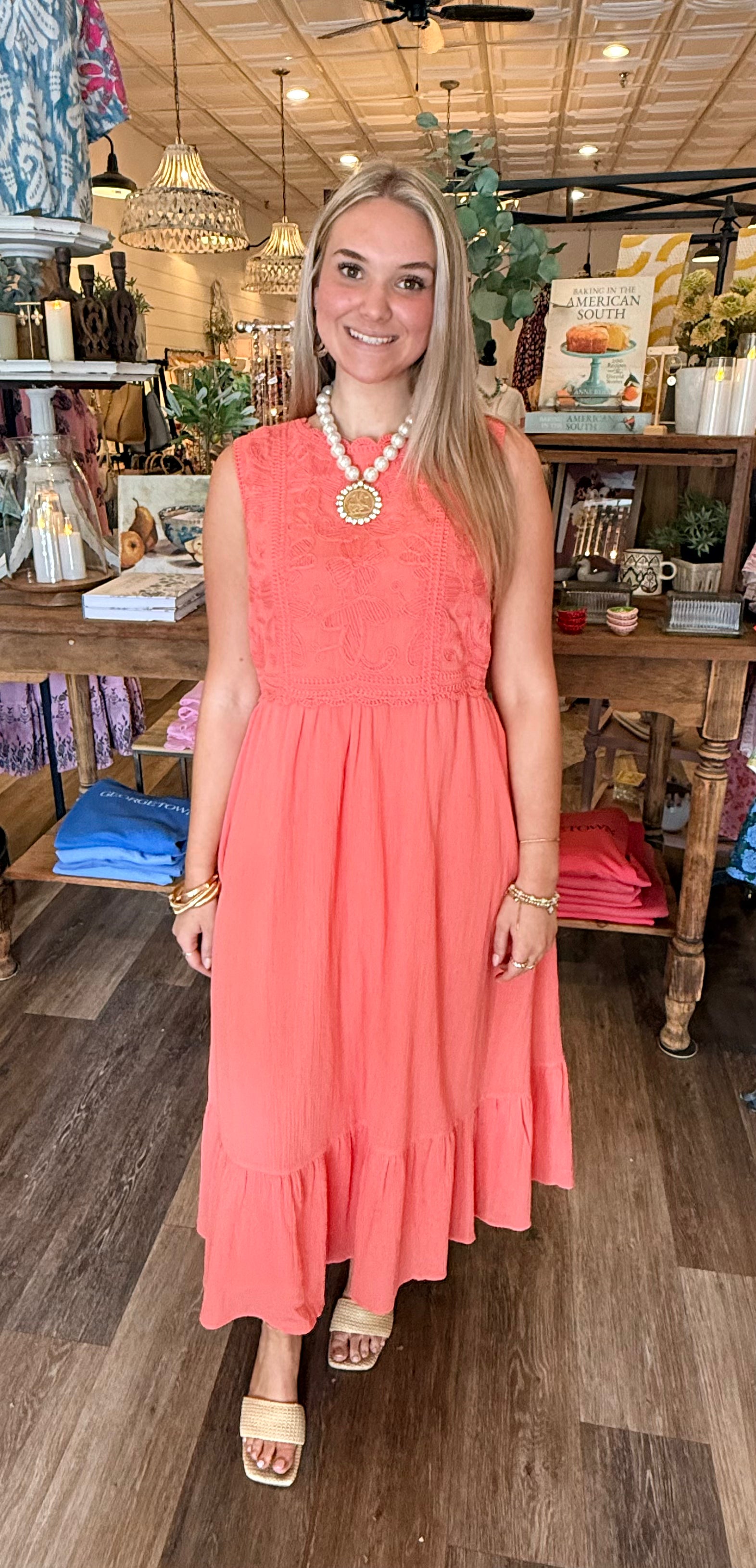 janine embroidered dress Janine Embroidered Dress Red Bird Mercantile
