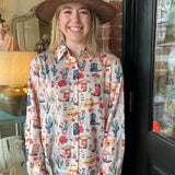 Harper Western Print Blouse