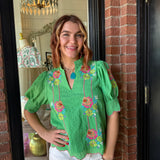 Amy Green Embroidered Top