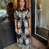 Tyra Mixed Print Midi Dress