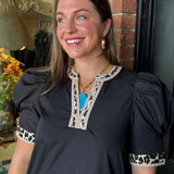 Kammie Leopard Trim Dress