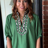 Becca Leopard Trim Top