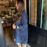 Tasha Navy Contrast Stitch Dress