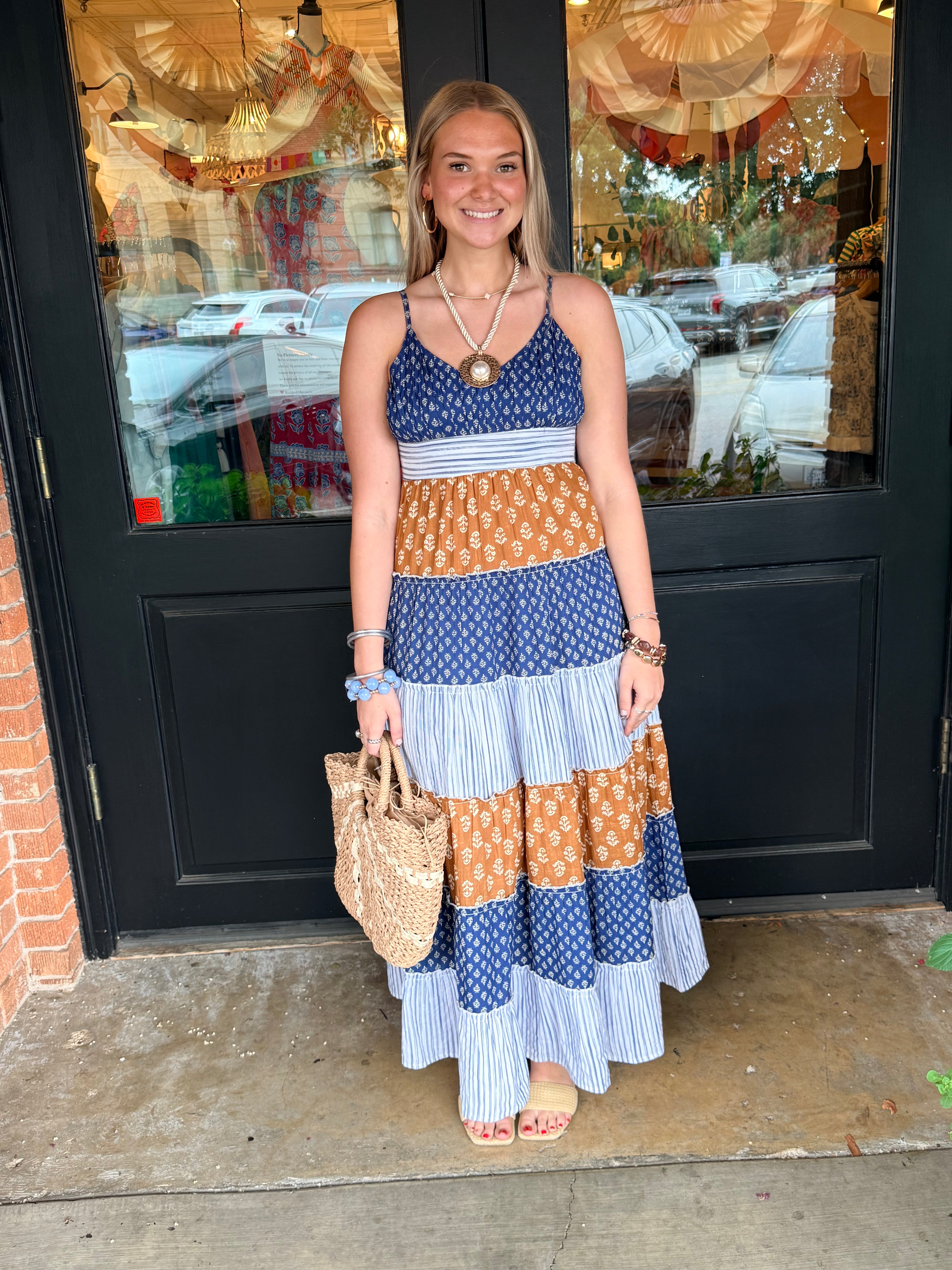 Giselle Patterned Tiered Maxi Dress