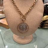 Roman Coin Necklace w/ Rhinestones