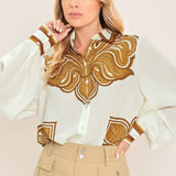 Casey Printed Button Down Top