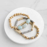 Boho Wood Beads and Green Amazonite Chunky Beads