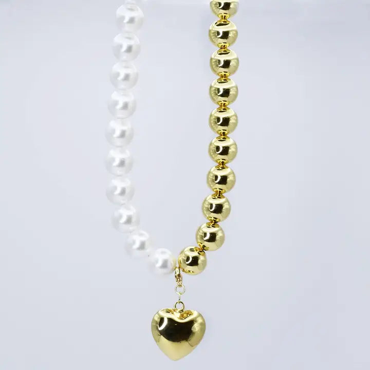 Pearl Heart Charm Necklace