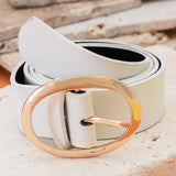 Wide Leather Belt w/Oval Buckle