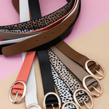 Wide Leather Belt w/Oval Buckle