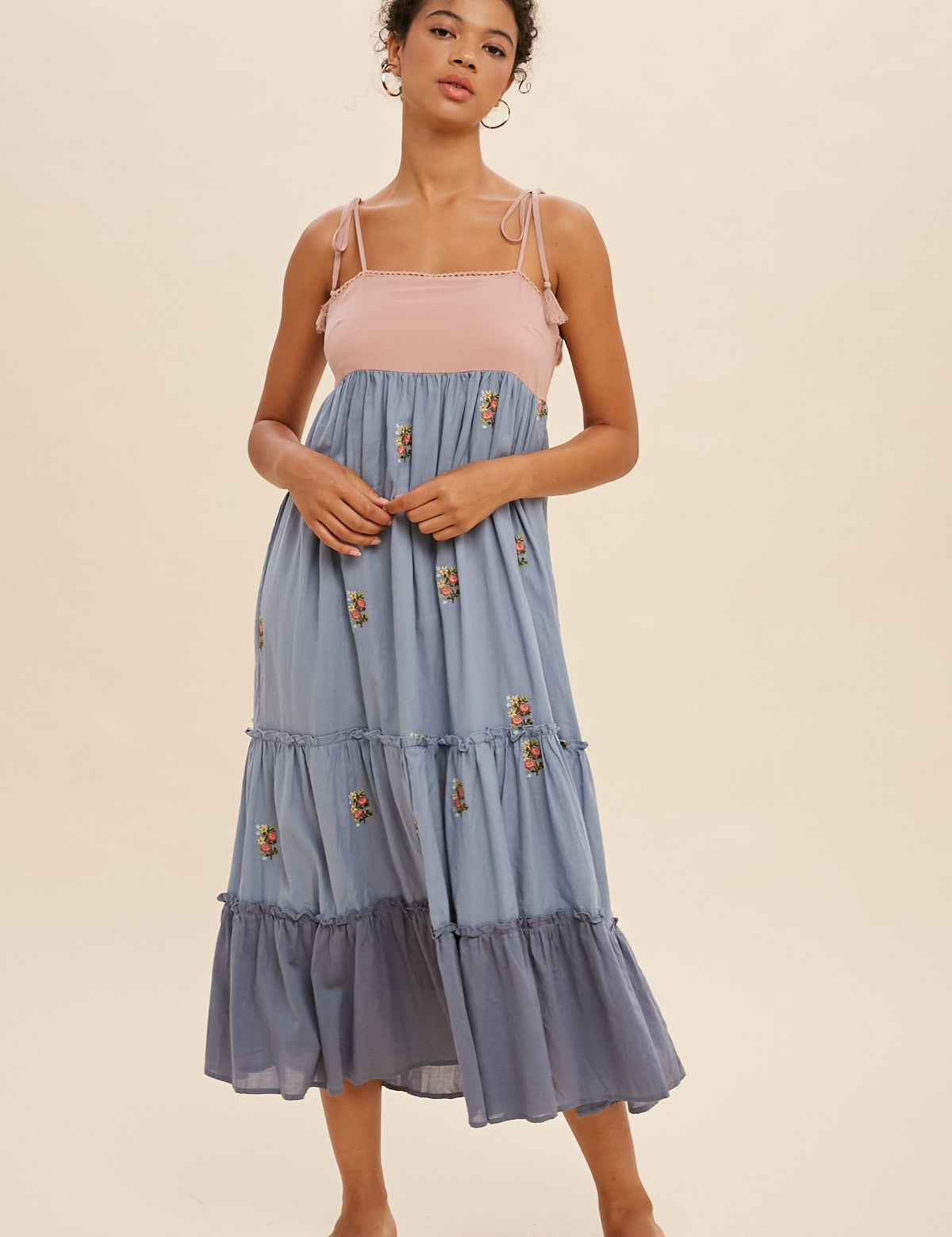 Sofia Colorblock Embroidered Dress
