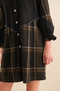Ashton Denim & Plaid Dress