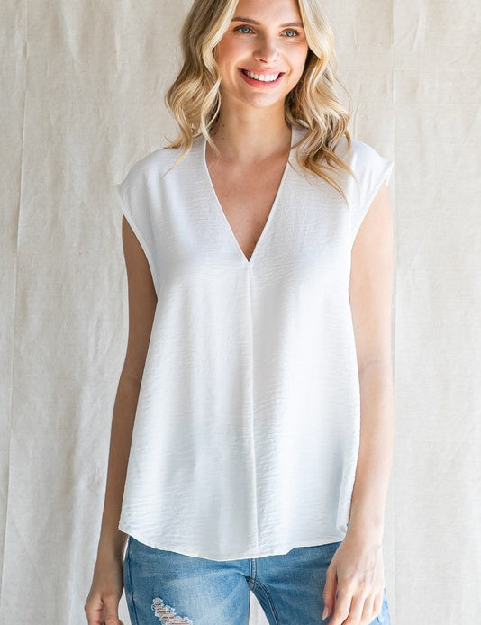 Alexandra Solid V-Neck Top