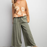 Terry Knit Wide Leg Pant