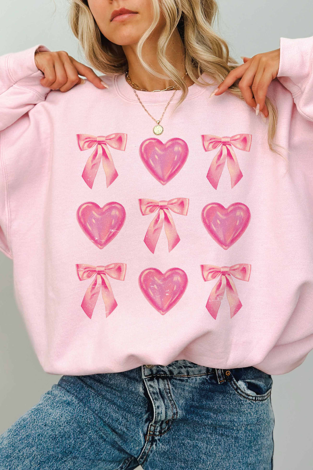 Bow and Heart Graphic Sweatshirt