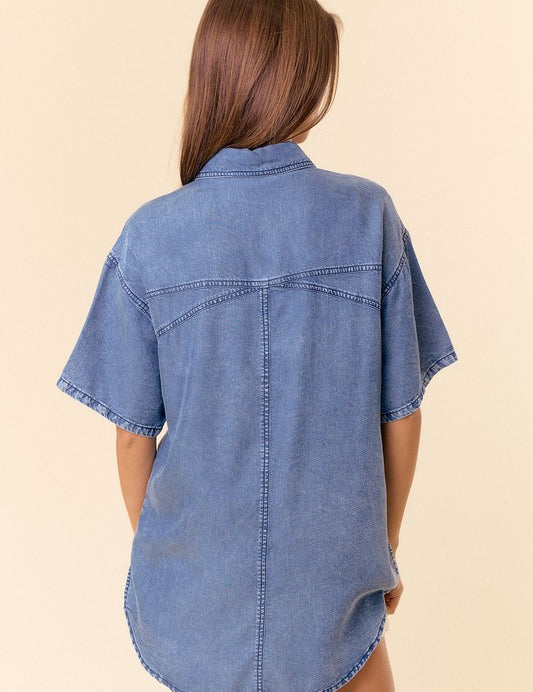 Charlotte Denim Button Up Top