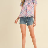 Carrie Smocked Plaid Top