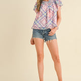 Carrie Smocked Plaid Top