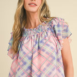 Carrie Smocked Plaid Top