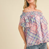 Carrie Smocked Plaid Top