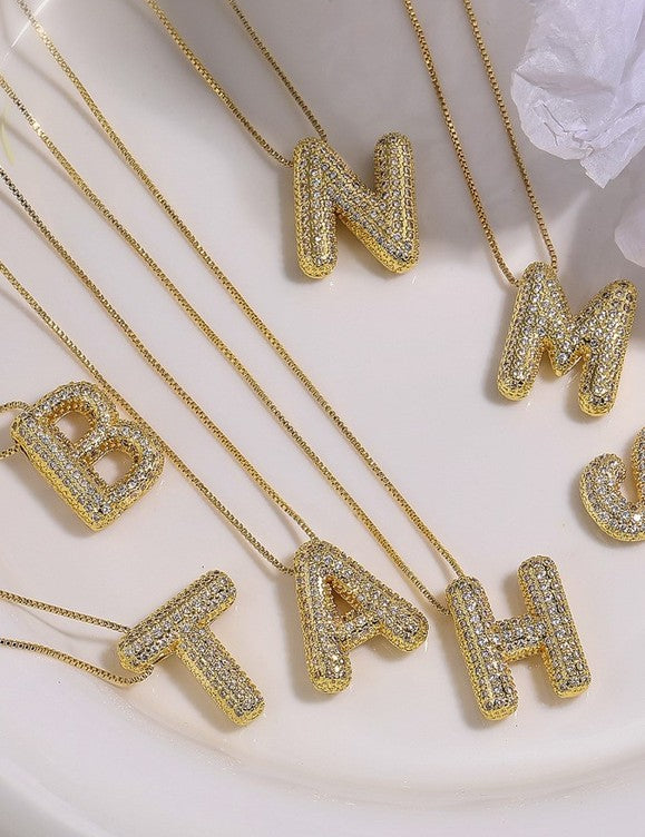 Julie Pave Rhinestone Initial Necklace