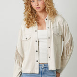 Mara Fringe Detail Suede Shirt Jacket