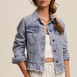 Jenny Ruffle Hem Denim Jacket