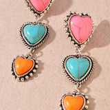 Multi-Color Heart Drop Earrings