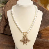 Bee Necklace W/ Pearls