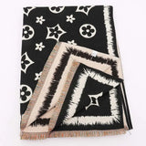Black & Cream Reversible Print Scarf