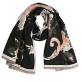 Floral Wrap Fringe Scarf