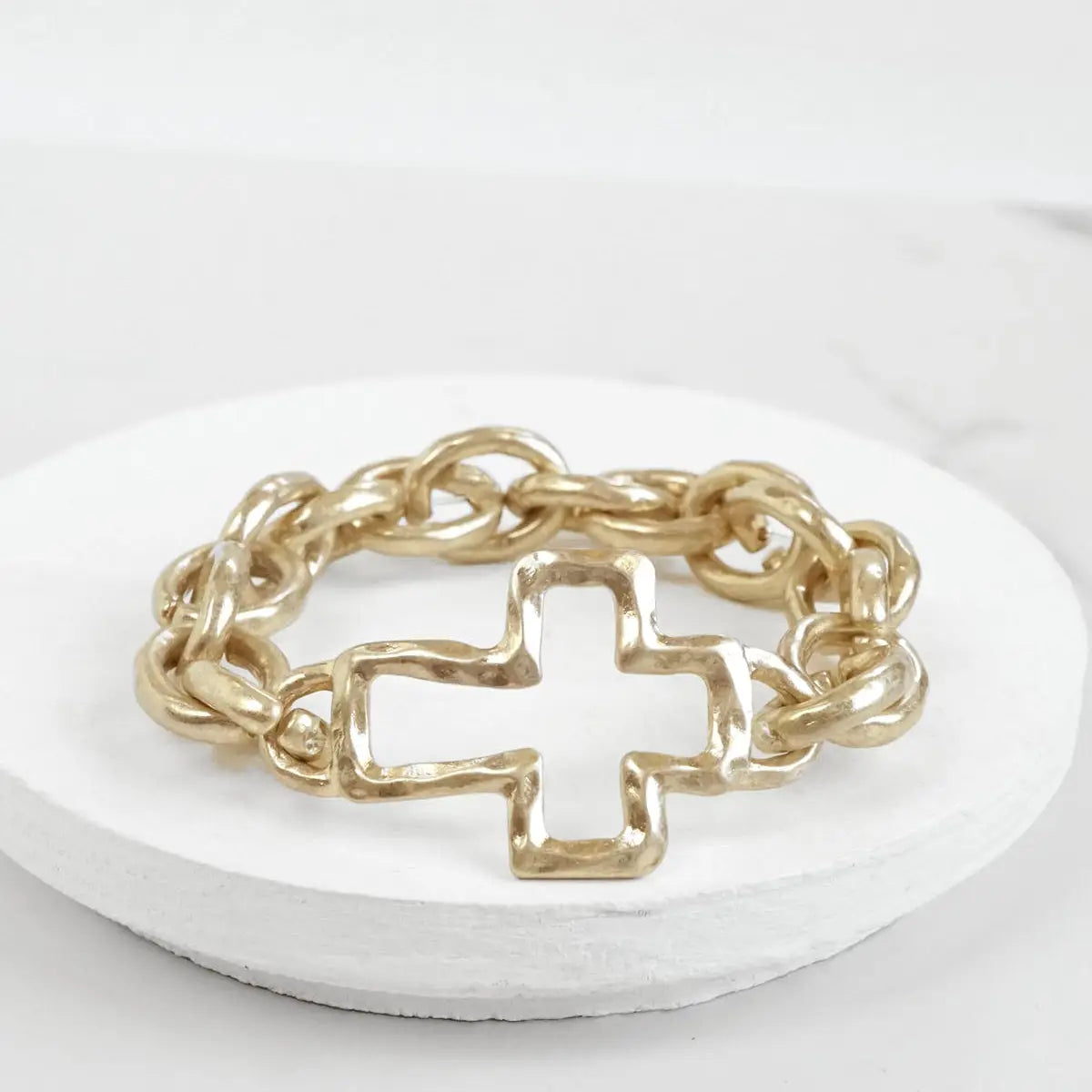 Gold Cross Stretch Bracelet