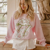 Rolling Stone Floral Lick Thrifted Style Sweatshirt