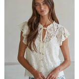 Candace Lace Tie Front Top