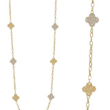 Pave Clover Long Necklace