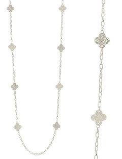 Pave Clover Long Necklace