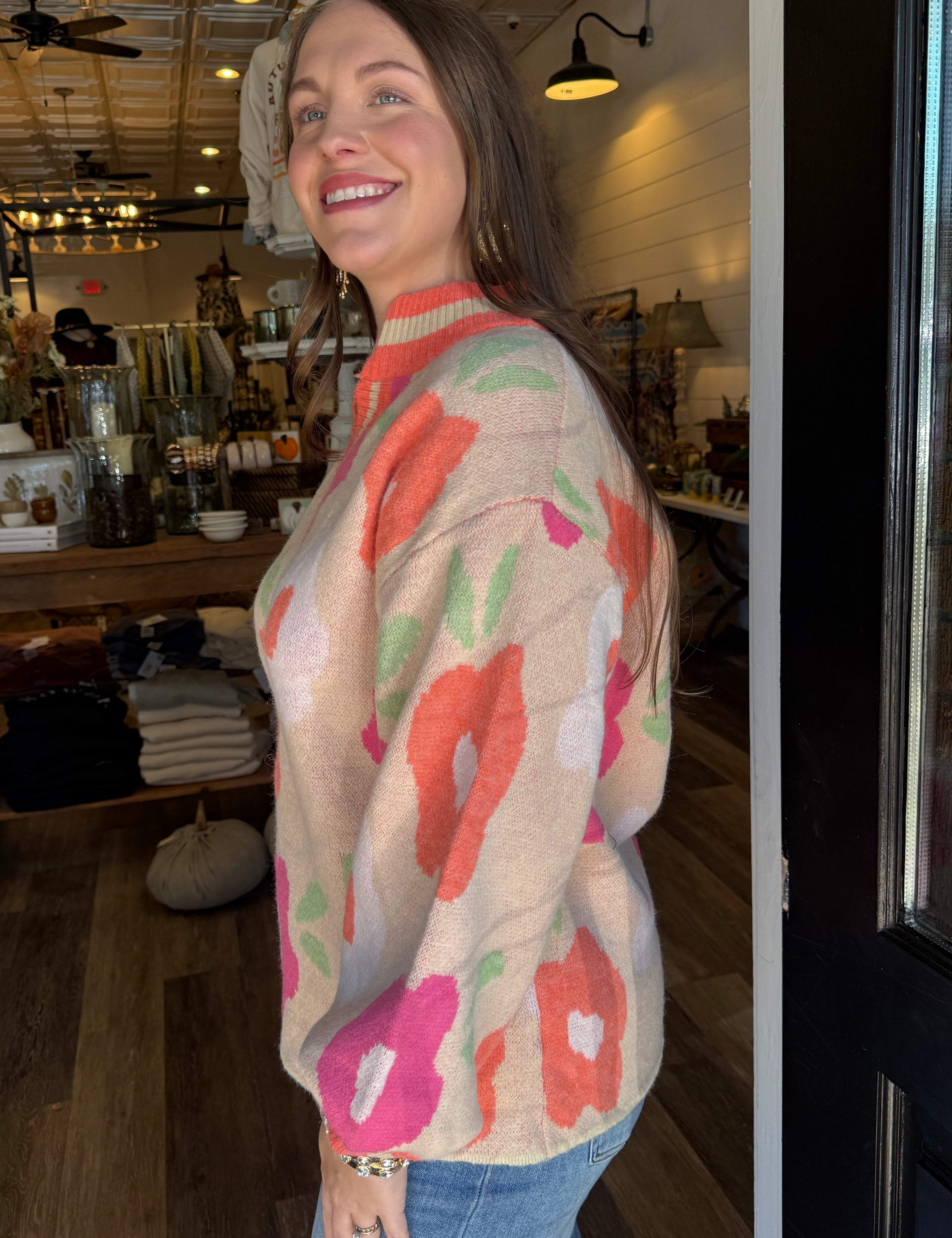 Samantha Flower Print Sweater