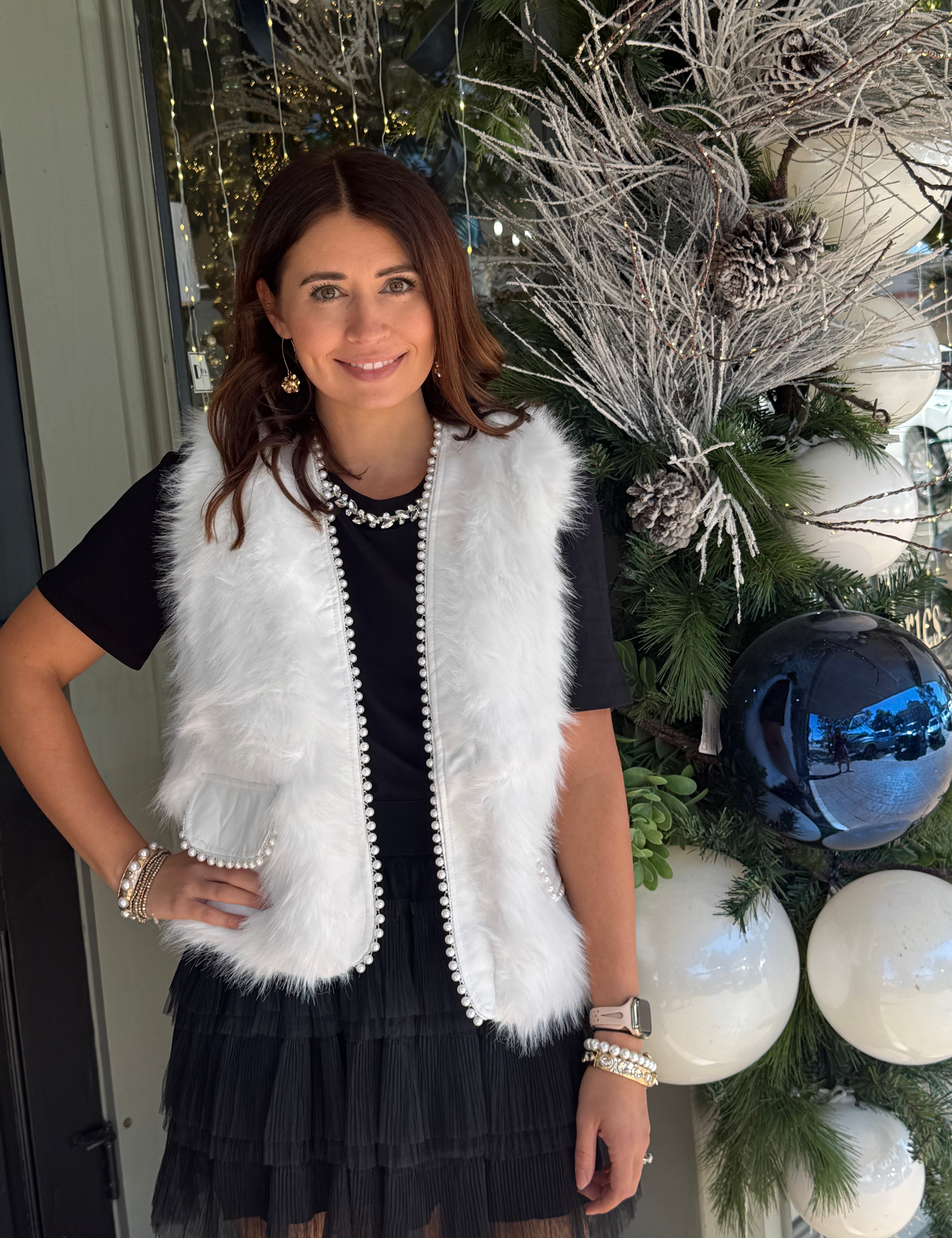 Gina Faux Fur Pearl Vest