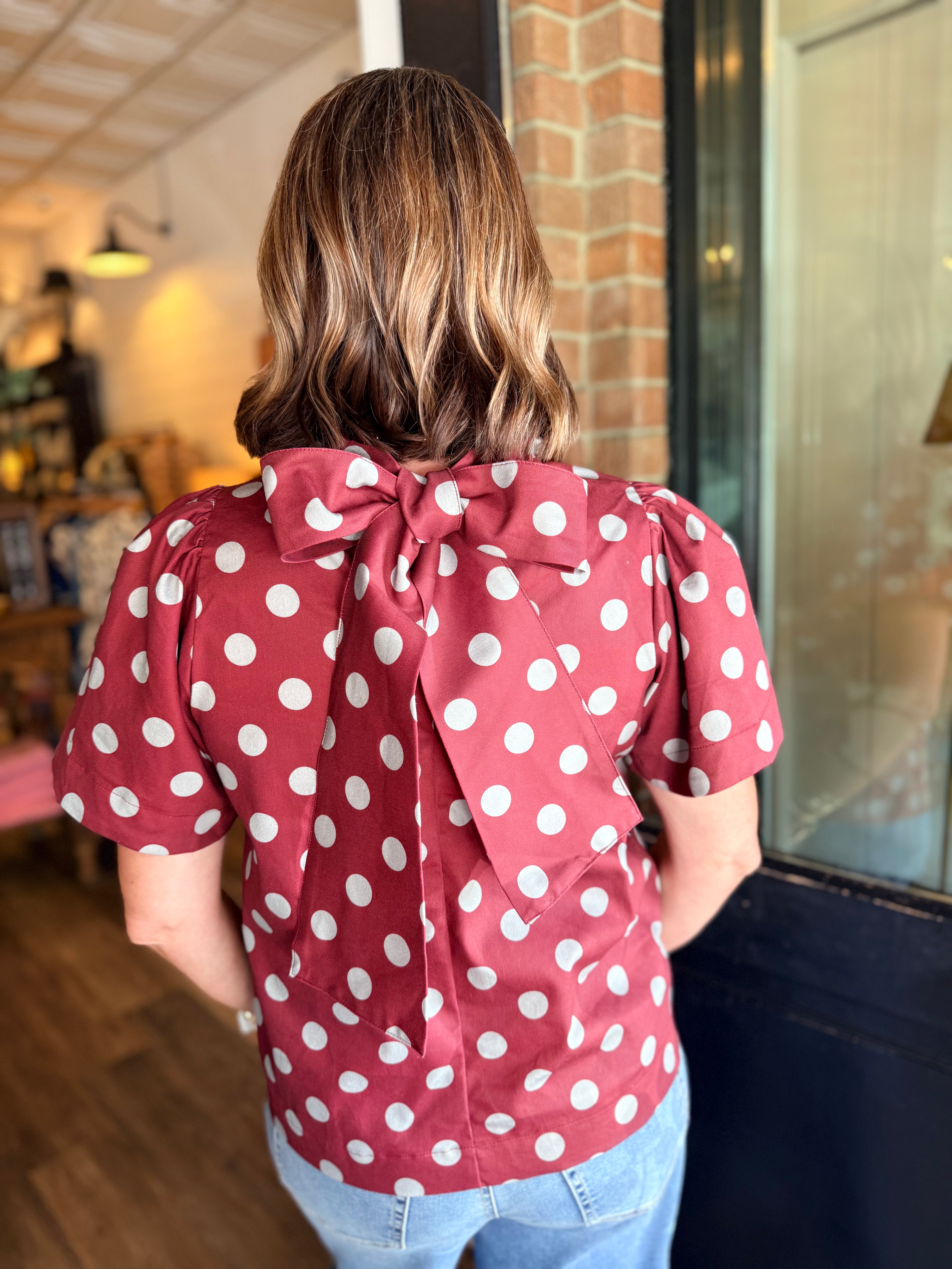 Mina Polka Dot Ruffle Top