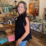 Birdie Ruffle Neck Tie Top