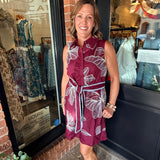 Lacy Floral Embroidered Belted Mini Dress