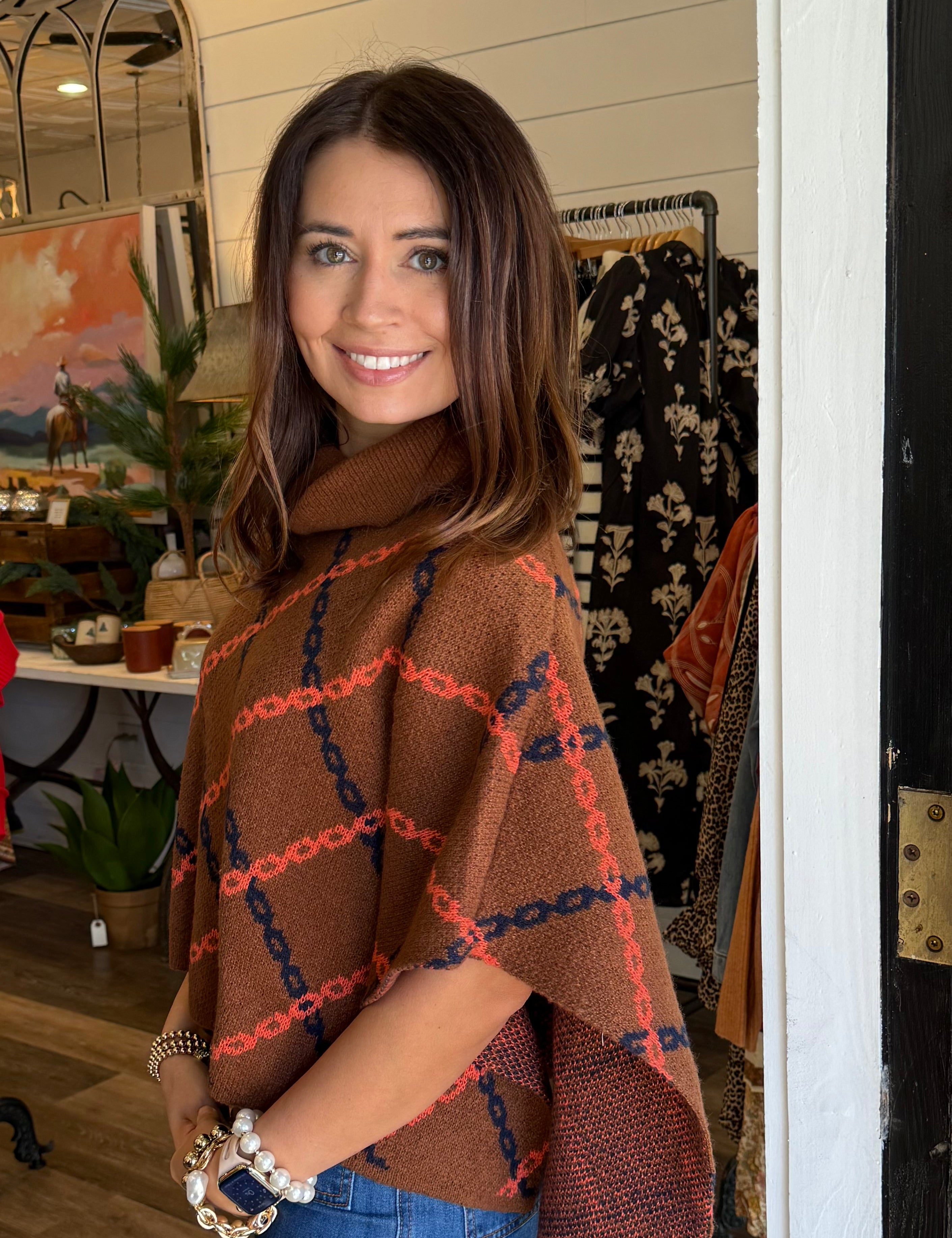 Louella Chain Print Poncho