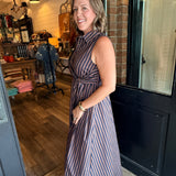 Aster Striped Tie Front Midi Dress