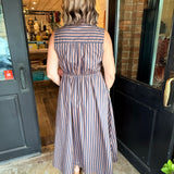 Aster Striped Tie Front Midi Dress