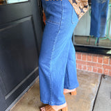 Rose Scallop Pocket Wide Leg Jeans