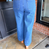 Rose Scallop Pocket Wide Leg Jeans