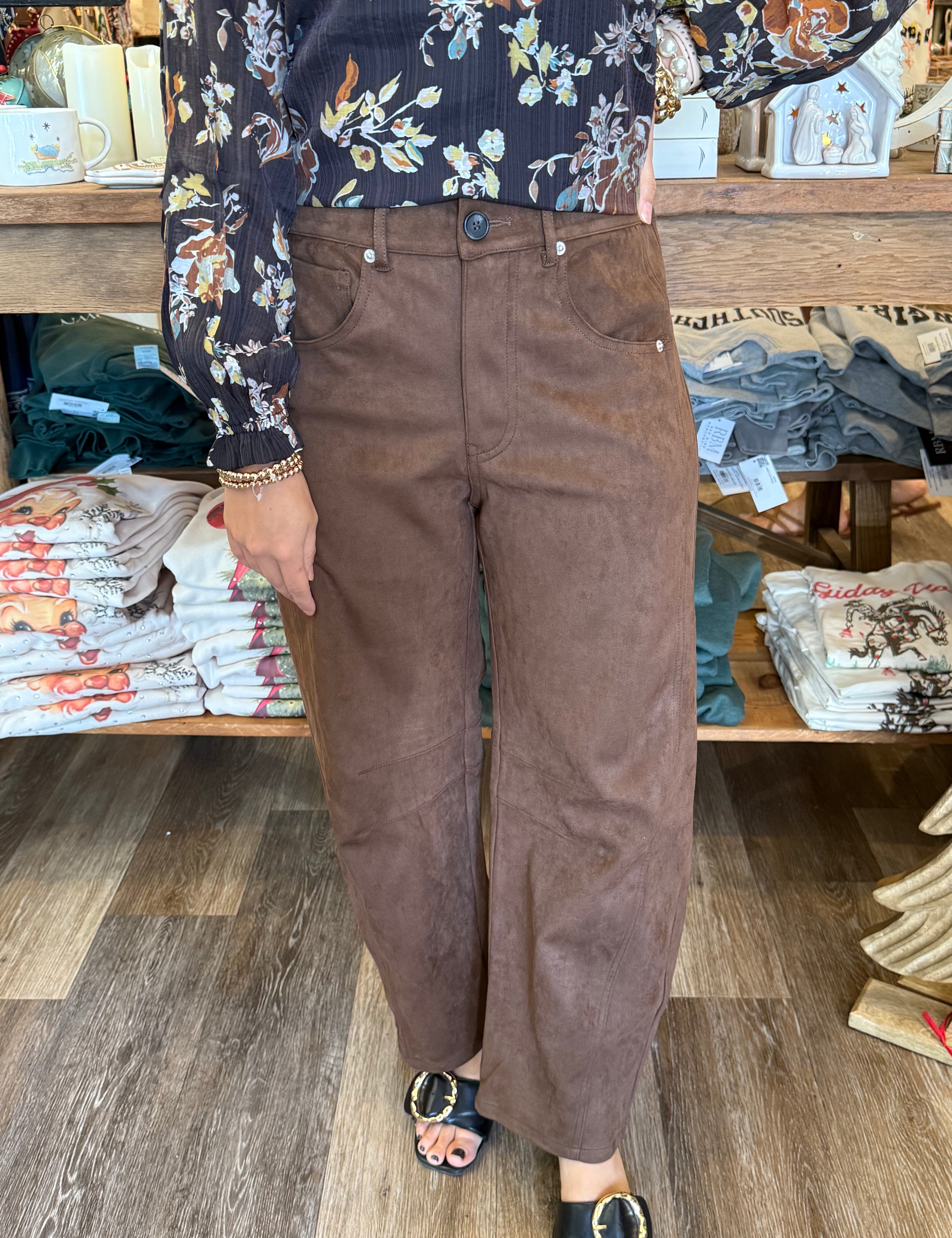 Betsy Brown Suede Pants