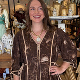 Deborah Botanical Print Midi Dress