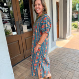 Avery Floral Stripe Midi Dress
